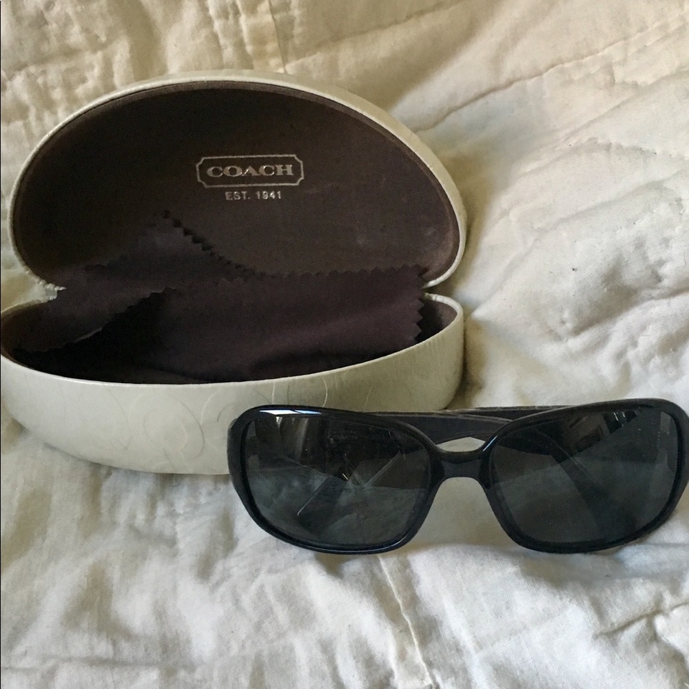 Prescription-ready Coach sunglass frames & case.